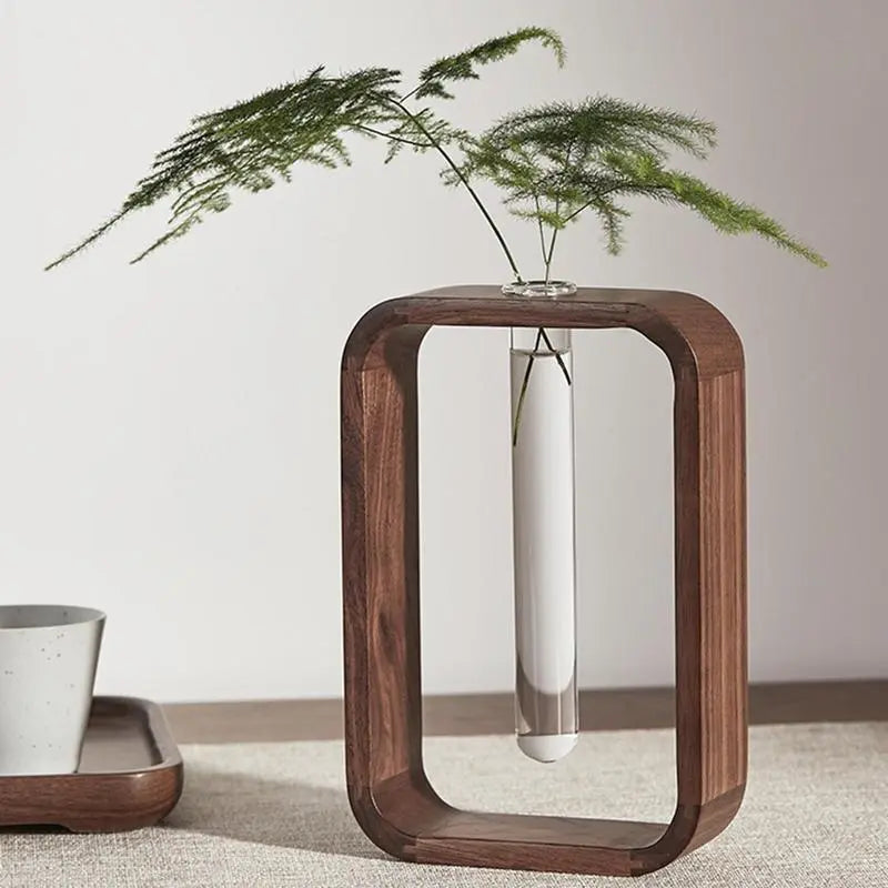 Wooden Hydroponic Glass Vase