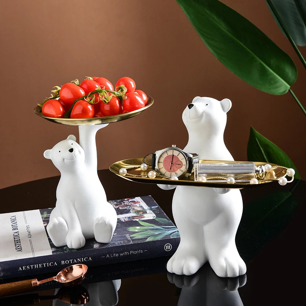 Polar Bear Figurine with Tray