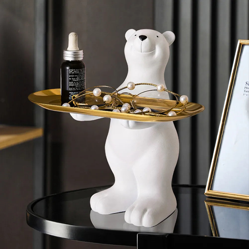 Polar Bear Figurine with Tray