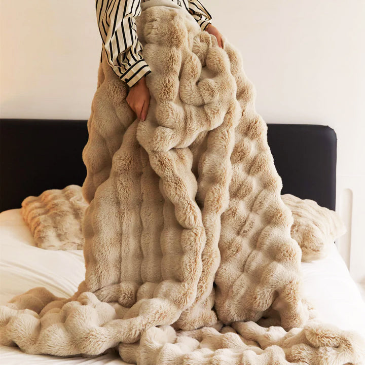 Plush Pearl Rabbit Fur Blanket