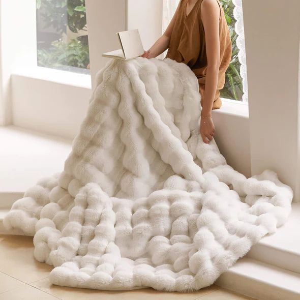 Plush Pearl Rabbit Fur Blanket