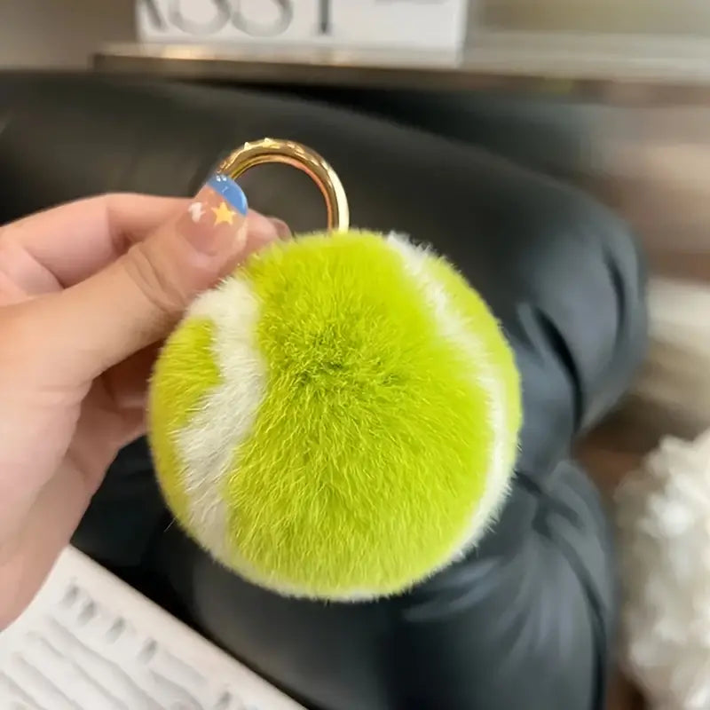 Fuzzy Tennis Ball Keychain