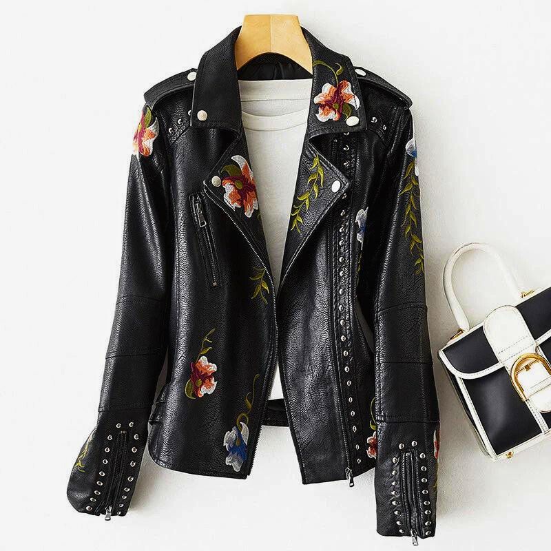 Fiori De Luxe Leather Jacket - Nuvoula