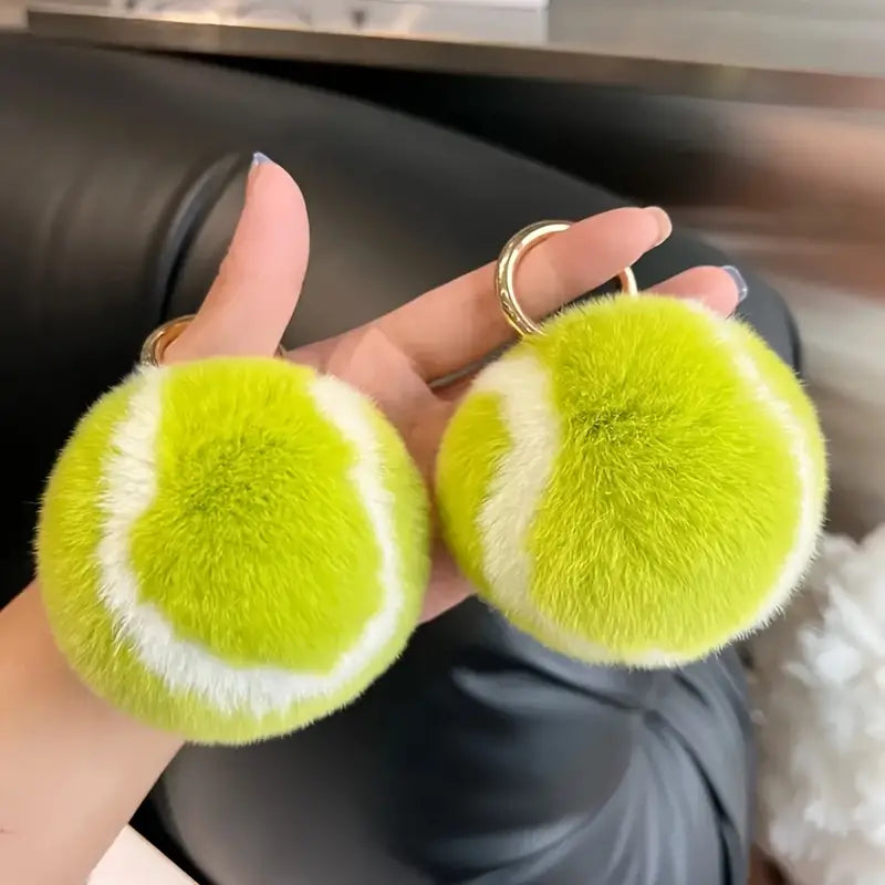 Fuzzy Tennis Ball Keychain