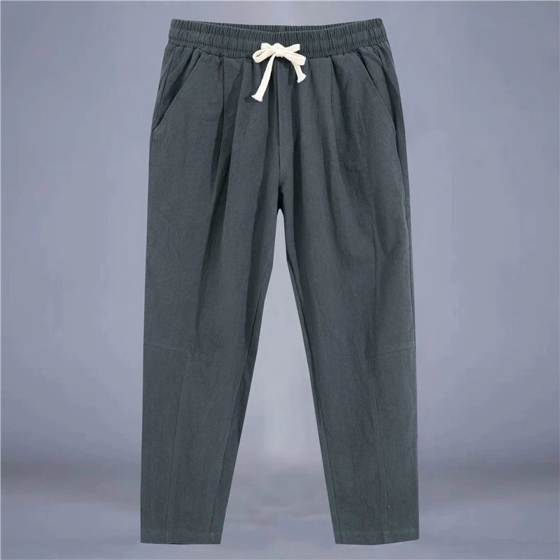 Arden Cotton-Linen Drawstring Pants