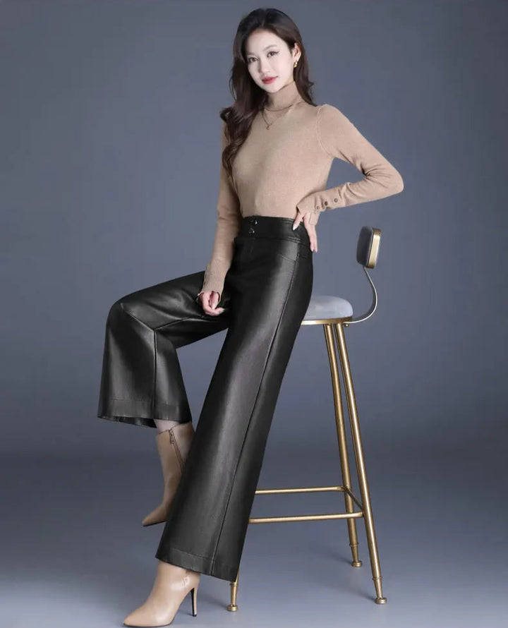 Zuvéra PU Leather Wide-Leg Pants