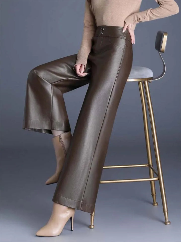 Zuvéra PU Leather Wide-Leg Pants