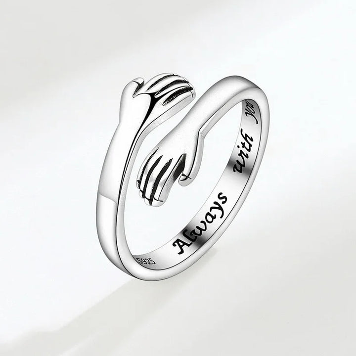 Romantic Heart Hand Hug Adjustable Ring