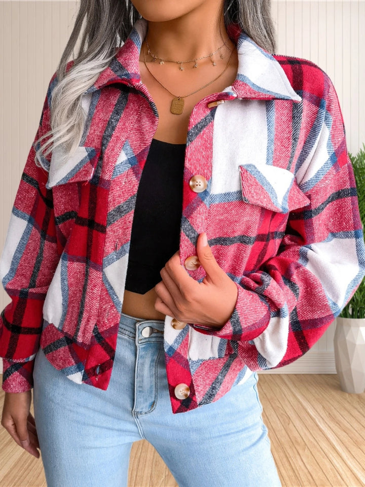 Cropped Flannel Plaid Shirt Jacket (Shacket)