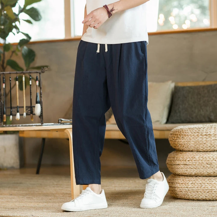 Arden Cotton-Linen Drawstring Pants