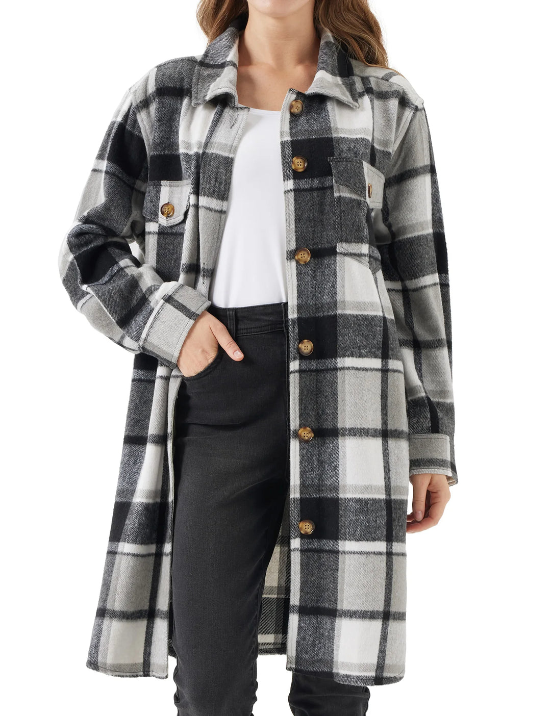 Cozy Plaid Oversized Shirt Jacket (Shacket)