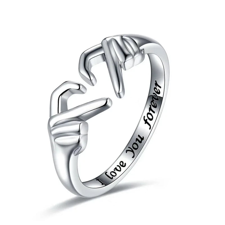 Romantic Heart Hand Hug Adjustable Ring