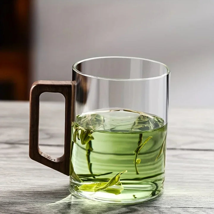 Brewster Glass Cups with Walnut Handle