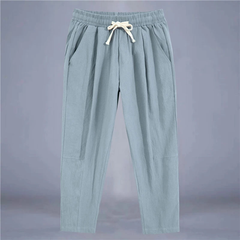 Arden Cotton-Linen Drawstring Pants