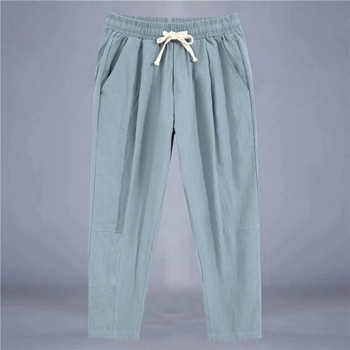 Arden Cotton-Linen Drawstring Pants