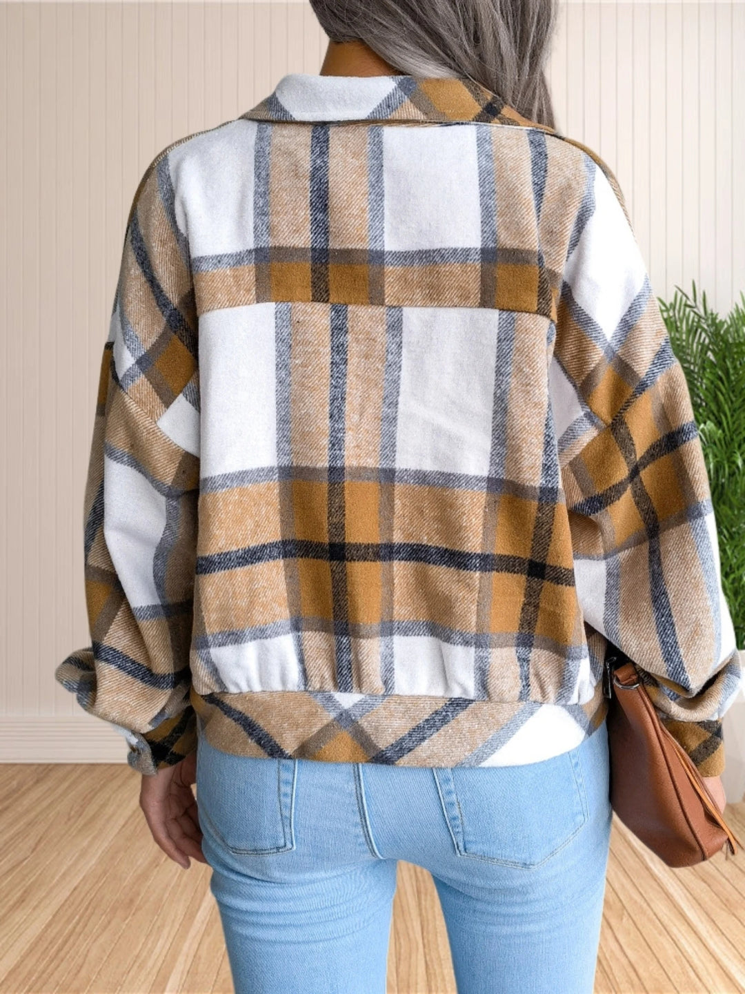 Cropped Flannel Plaid Shirt Jacket (Shacket)