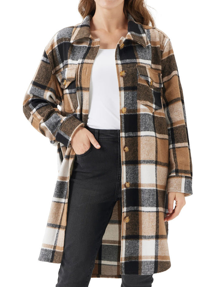 Cozy Plaid Oversized Shirt Jacket (Shacket)