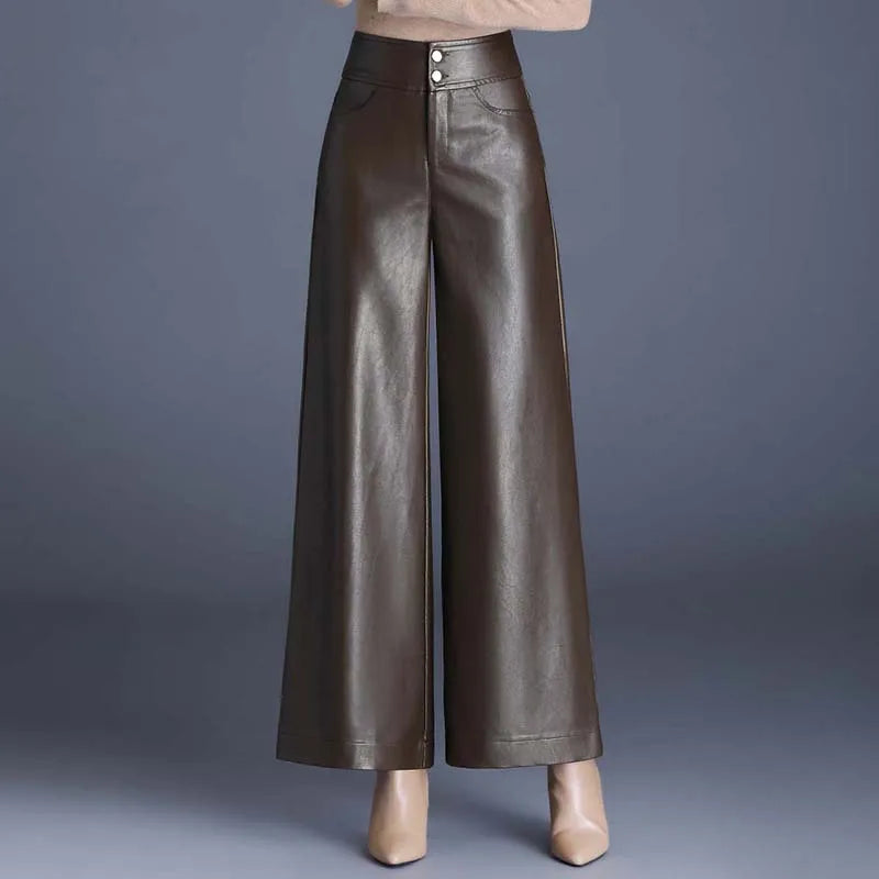 Zuvéra PU Leather Wide-Leg Pants