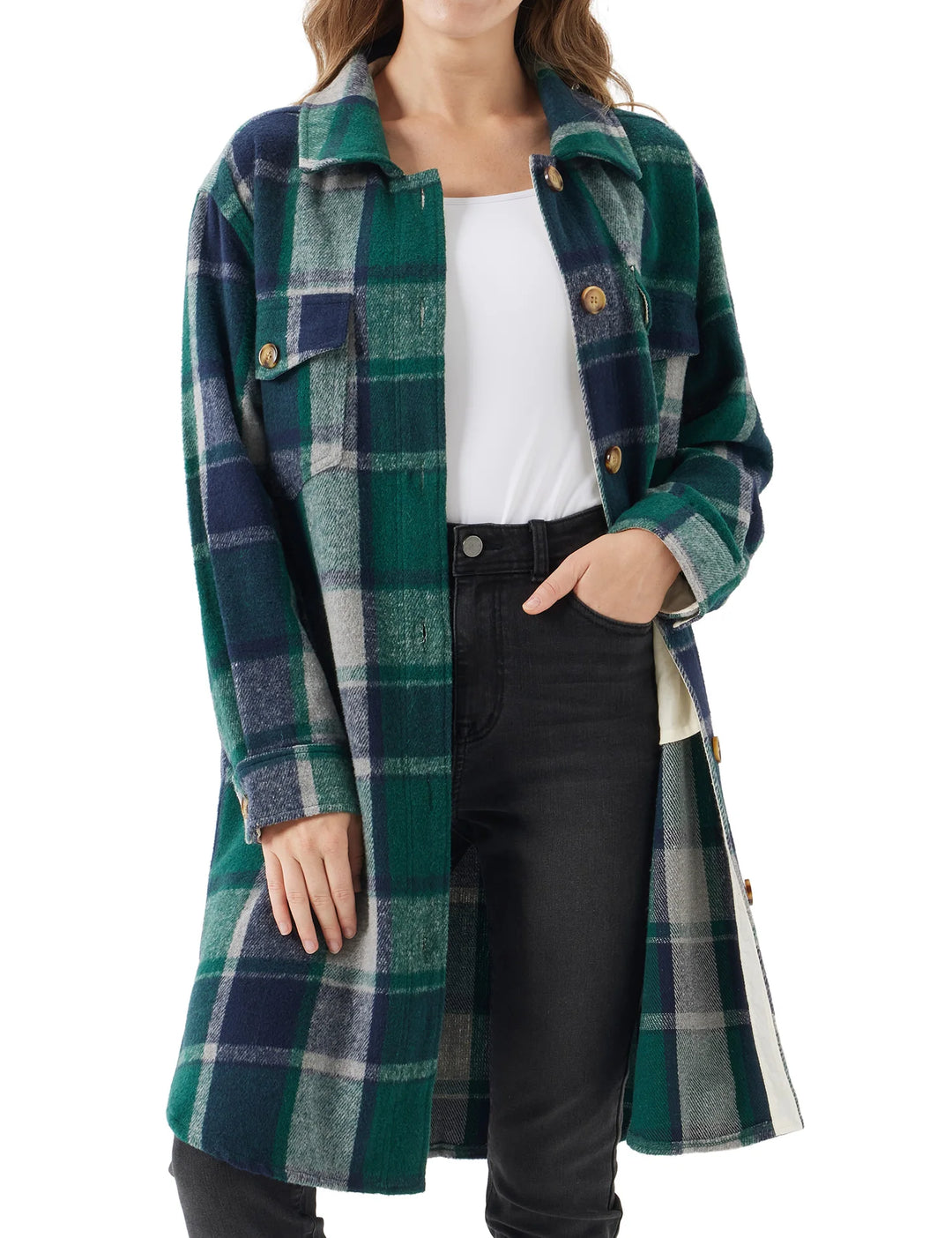 Cozy Plaid Oversized Shirt Jacket (Shacket)