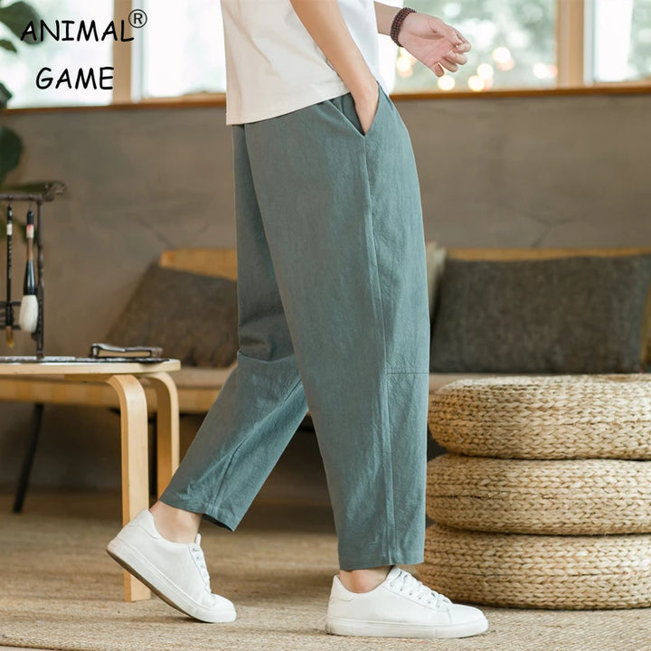 Arden Cotton-Linen Drawstring Pants