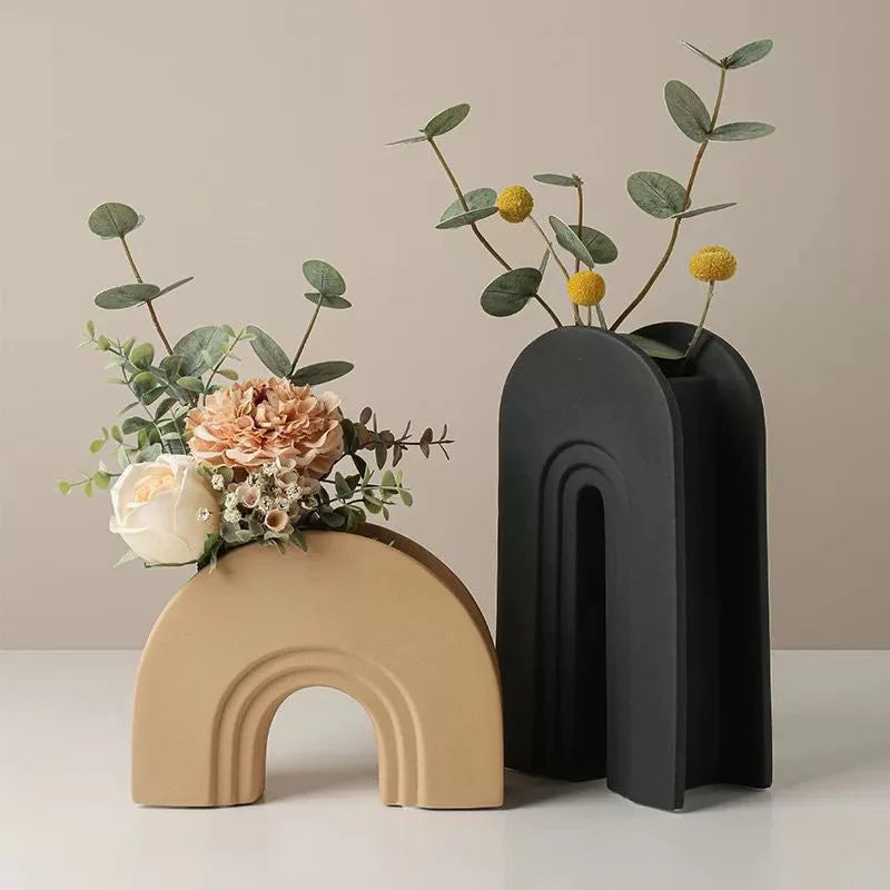 Nordic Ceramic Geometric Vase - Nuvoula