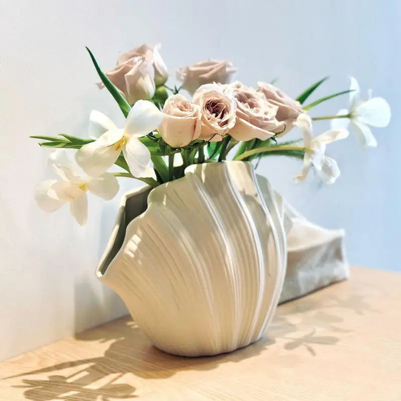 Seabloom Ceramic Shell Vase