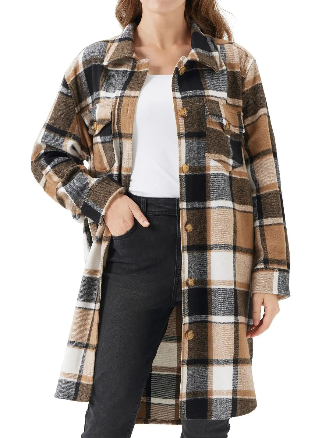 Cozy Plaid Oversized Shirt Jacket (Shacket)