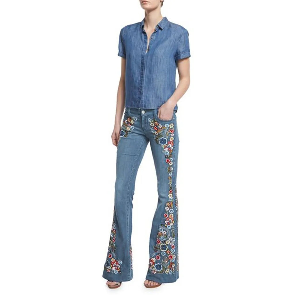 Isola Embroidered Bell Bottoms