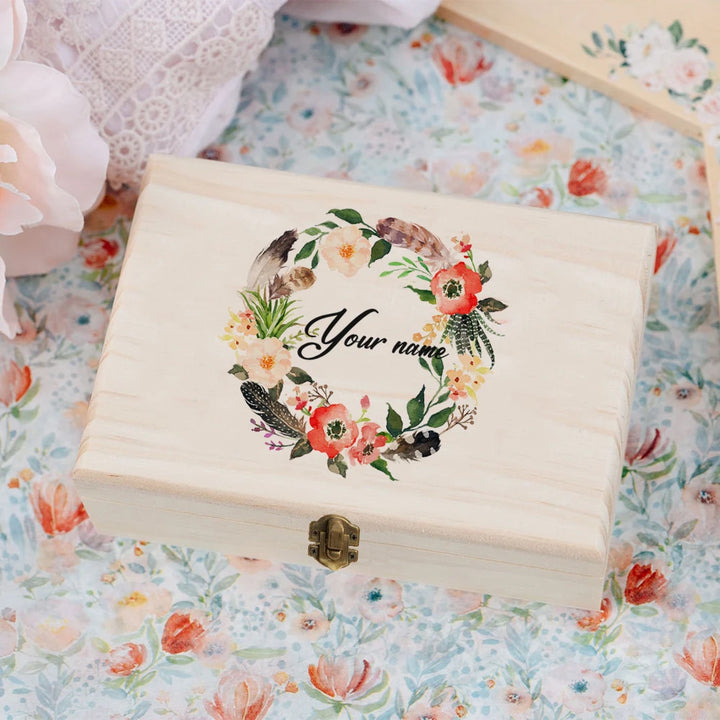 TimberCraft Wooden Personalized Wedding Memory Box