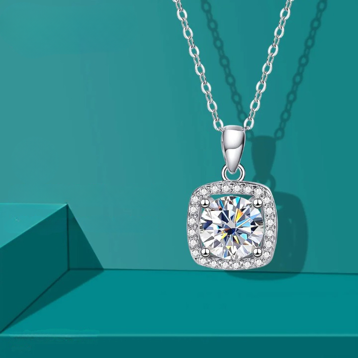 Radiara™ 1 Carat Moissanite White Gold Pendant with Certificate