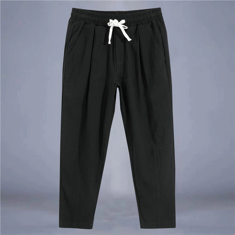 Arden Cotton-Linen Drawstring Pants