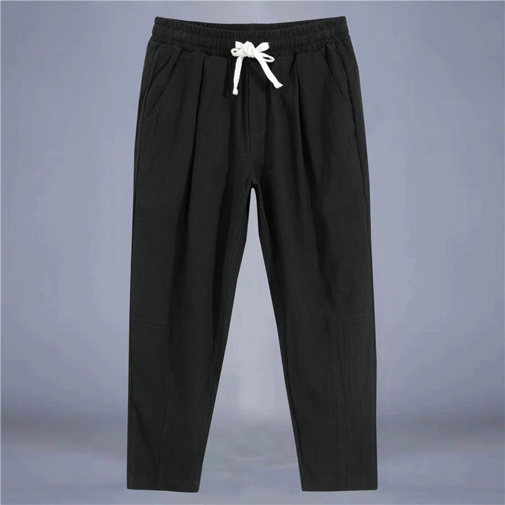 Arden Cotton-Linen Drawstring Pants