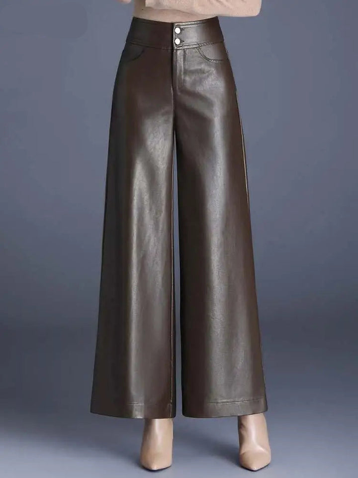 Zuvéra PU Leather Wide-Leg Pants