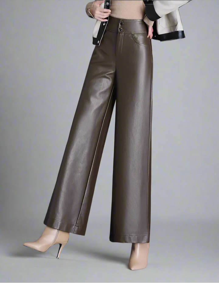 Zuvéra PU Leather Wide-Leg Pants