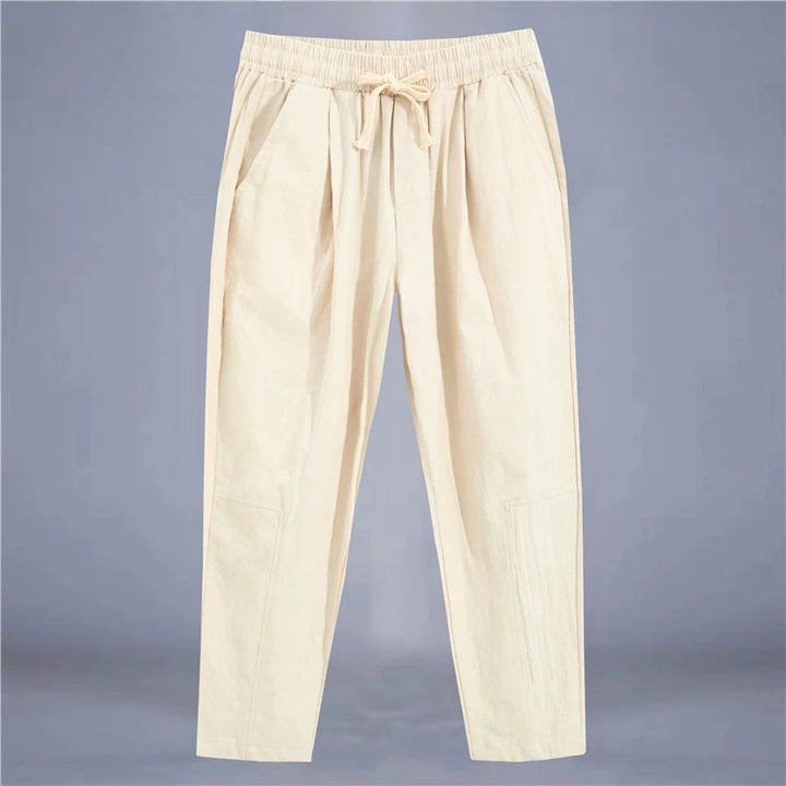 Arden Cotton-Linen Drawstring Pants