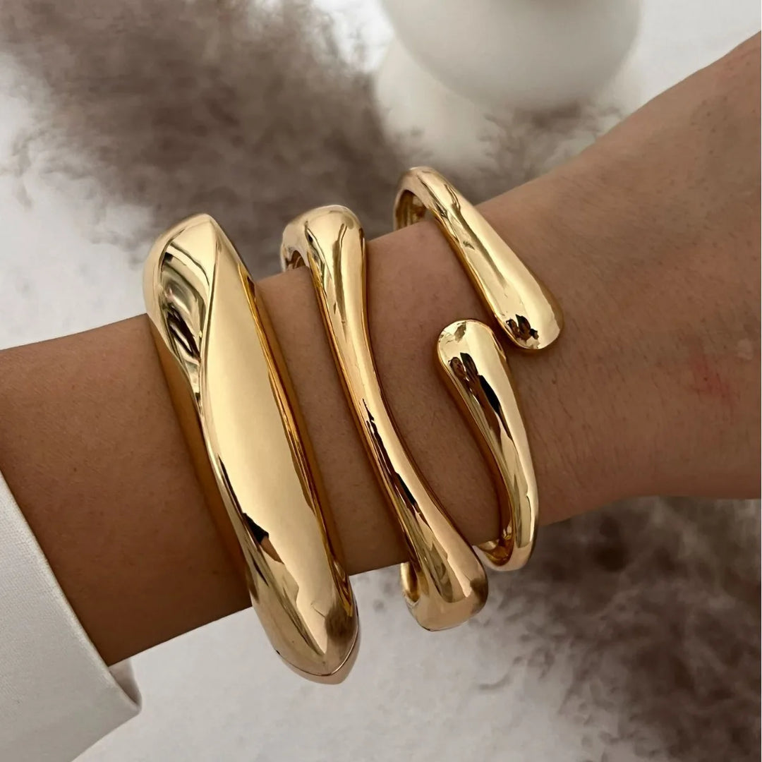 Novaire Irregular Gold Cuff Bangle