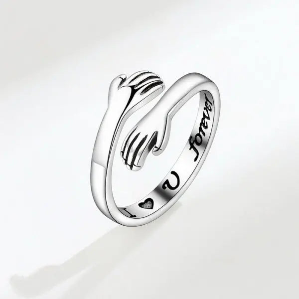 Romantic Heart Hand Hug Adjustable Ring